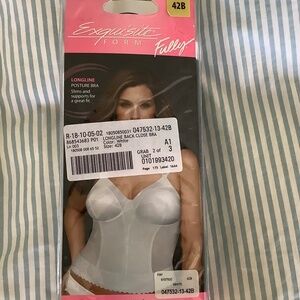 EXQUISITE FORM Fully Back Close Wirefree Longline Posture Bra White 42B